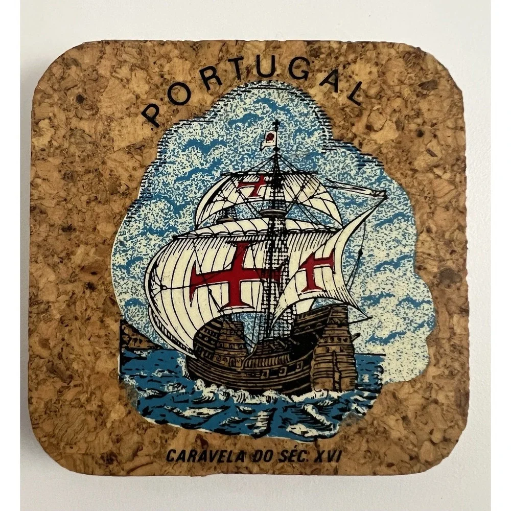 Vintage Portugal Tourist Souvenir Coaster Set Of 6 Drinks Portugese History Cup